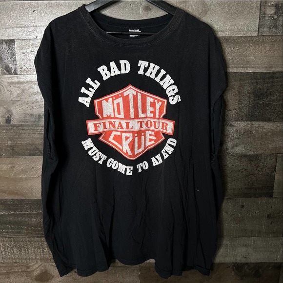 SOLD Motley Crue All Bad Things Must Come To An End Tour Cut Off Shirt 3XL - Picture 1 of 2